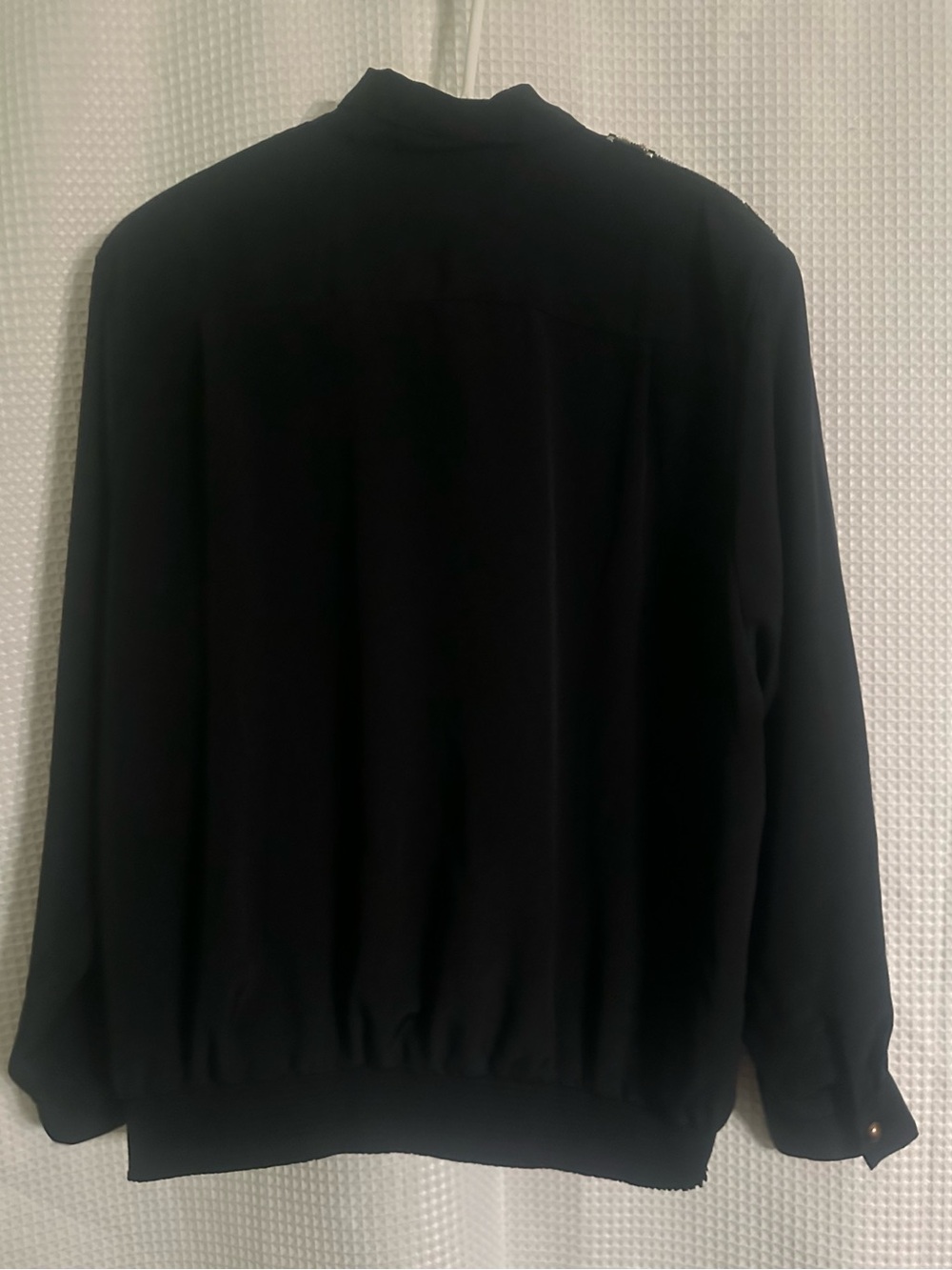 Black Embellished Button-Down Shirt with Gold Accents - Picture 5 of 8